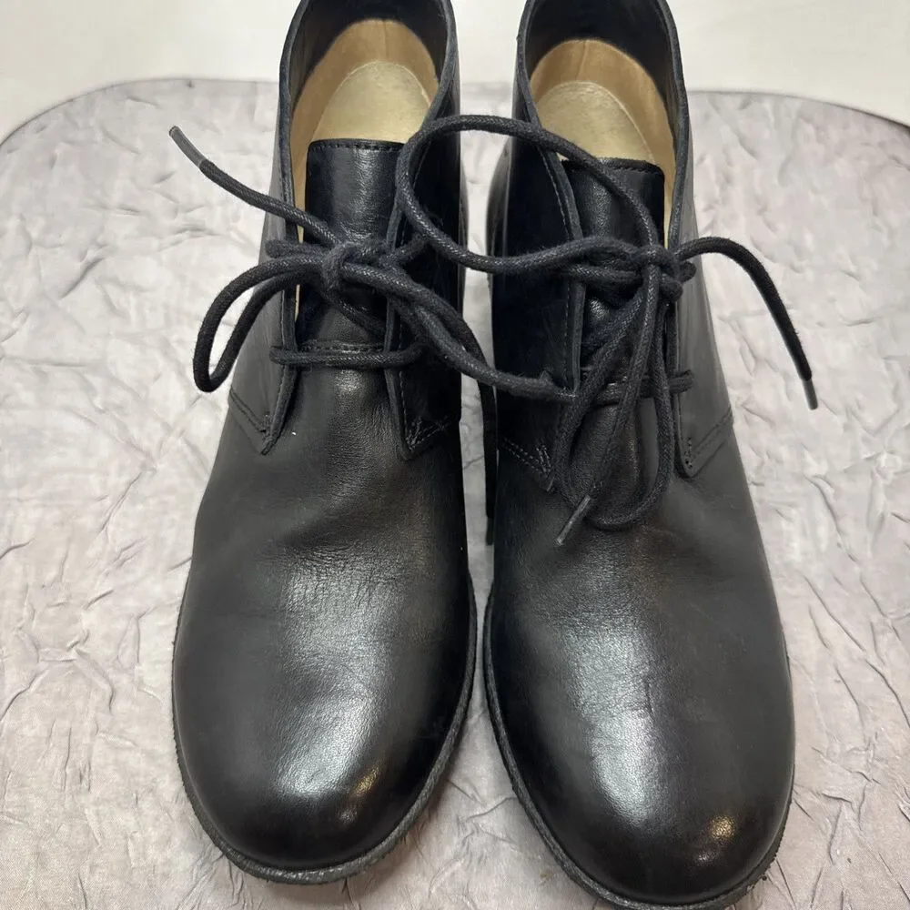 Clarks Women’s Athie Terra Black Lace Up Wedge Heel Platform‎ Boots Size 8.5